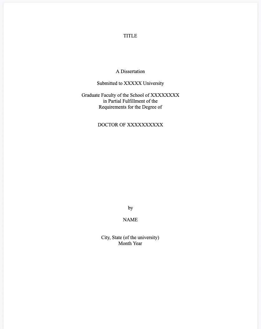 format of a dissertation