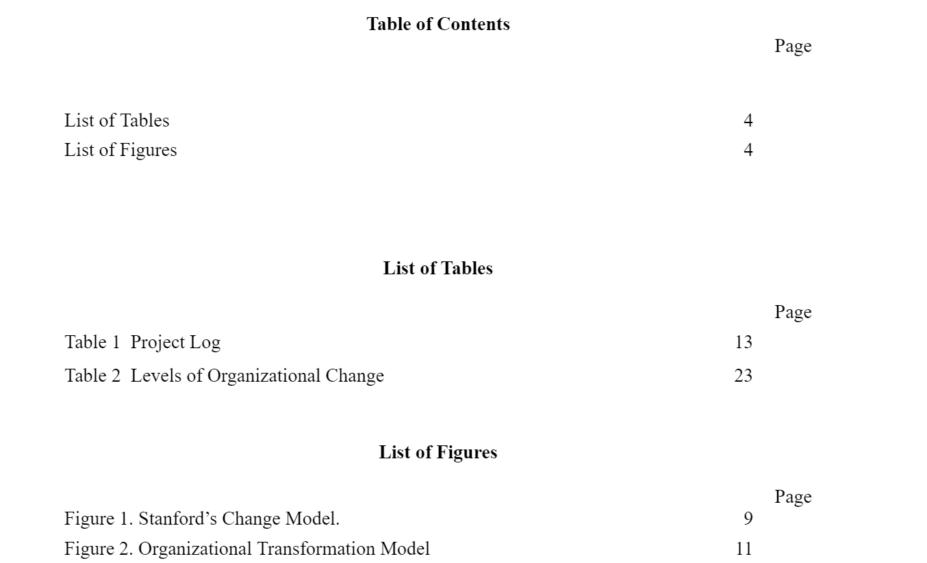 contents page dissertation